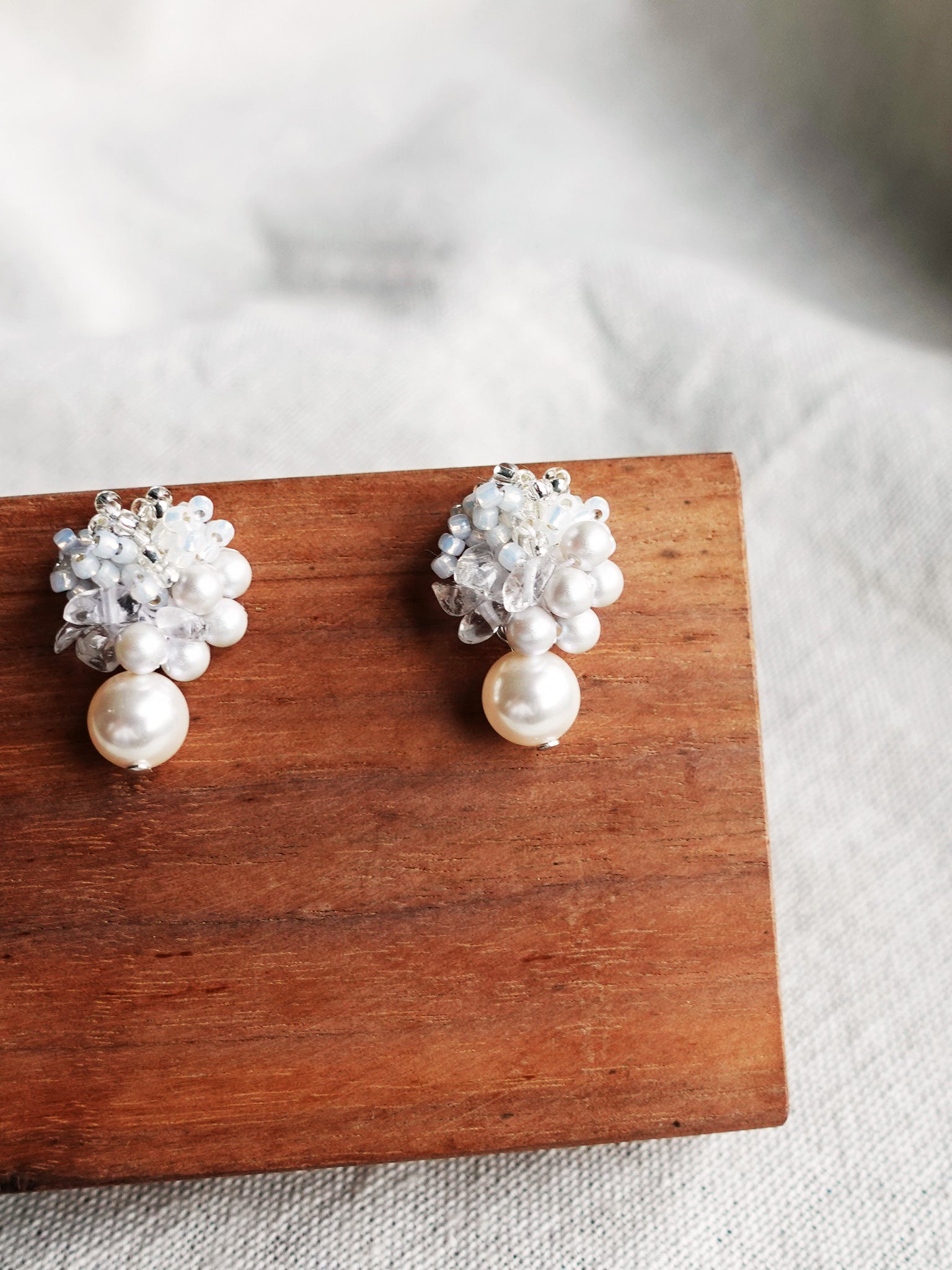 Anastasia Mariota Drop Earrings in Grey Display Front