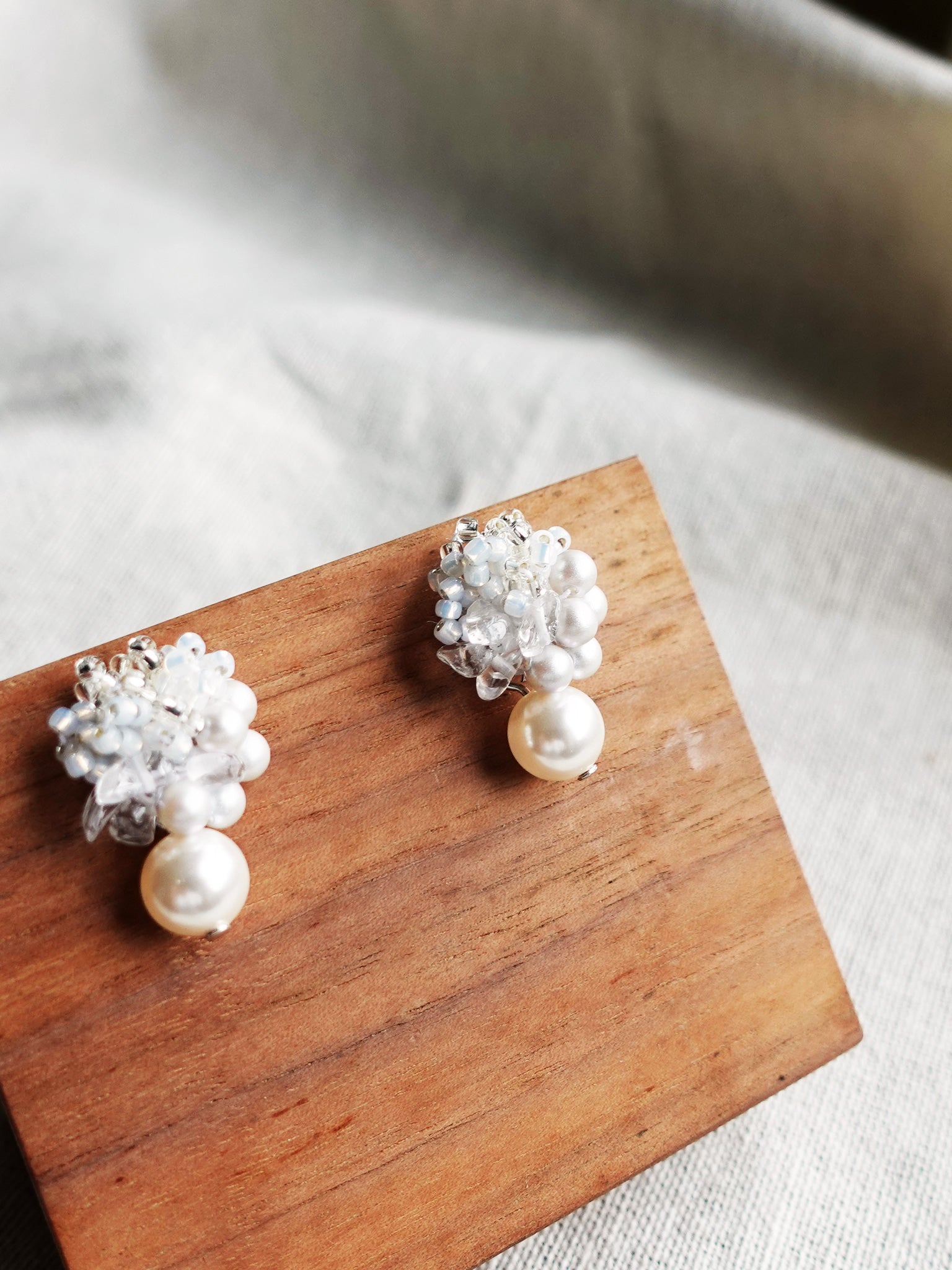 Anastasia Mariota Drop Earrings in Grey Display Right Left