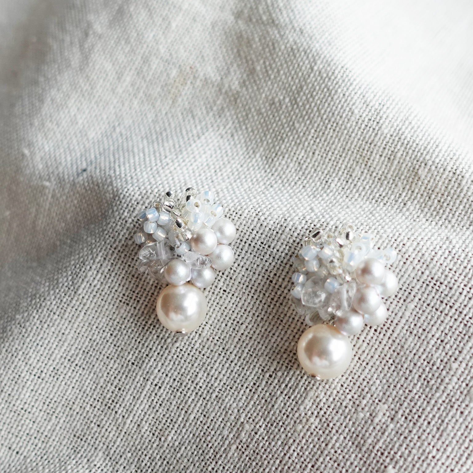 Anastasia Mariota Drop Earrings in Grey Left