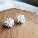 Anastasia Stud Earrings in Grey Display Front
