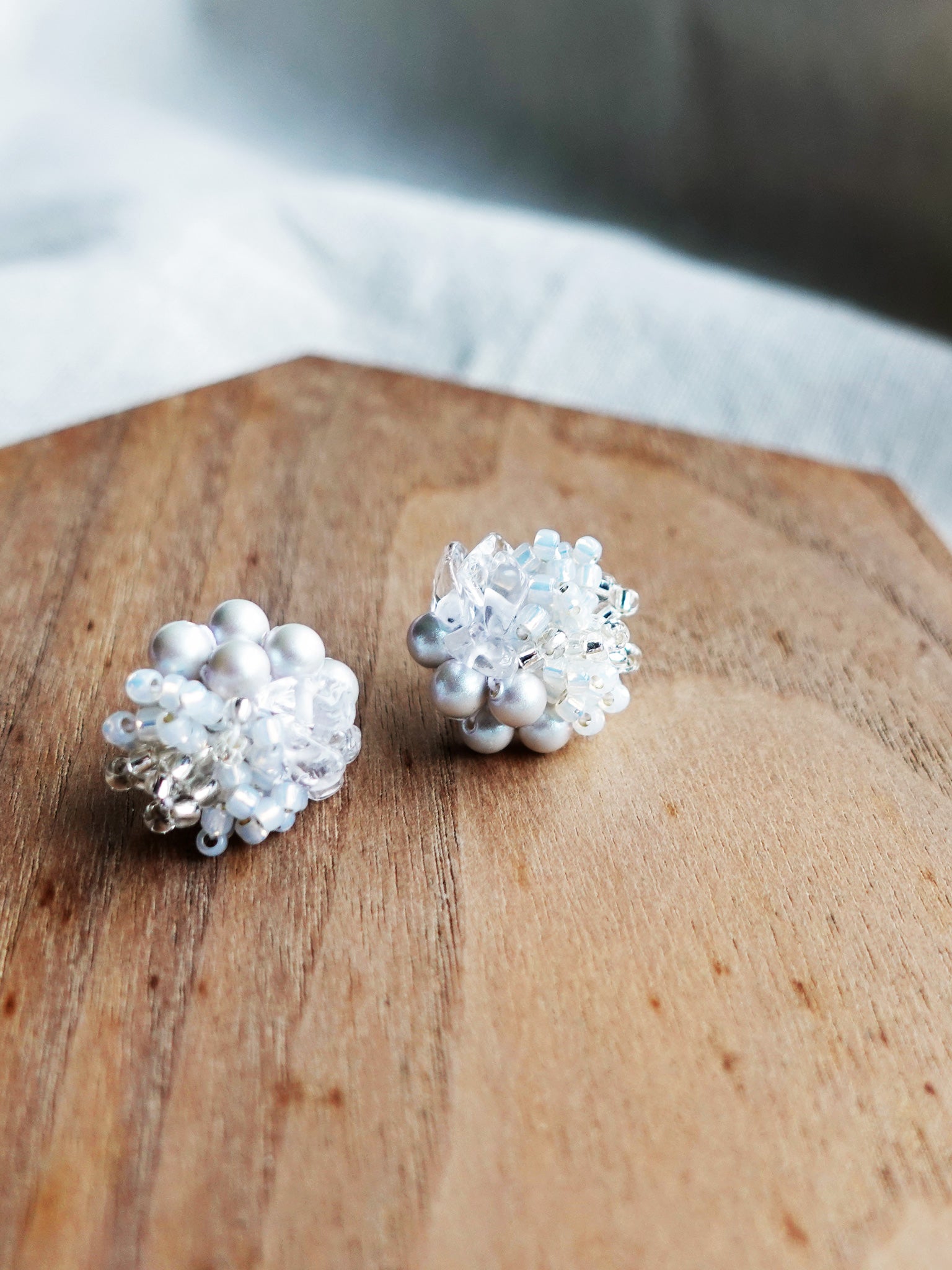 Anastasia Stud Earrings in Grey Display Front
