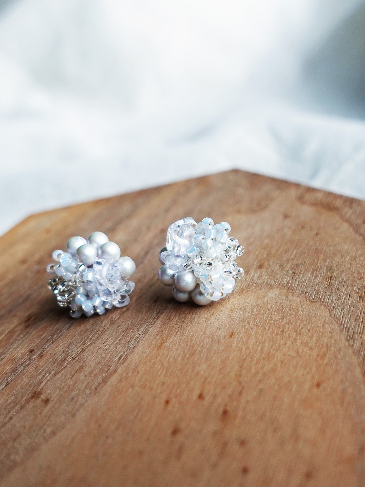 Anastasia Stud Earrings in Grey Display Side