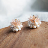 Anastasia Stud Earrings in Pink Display Front