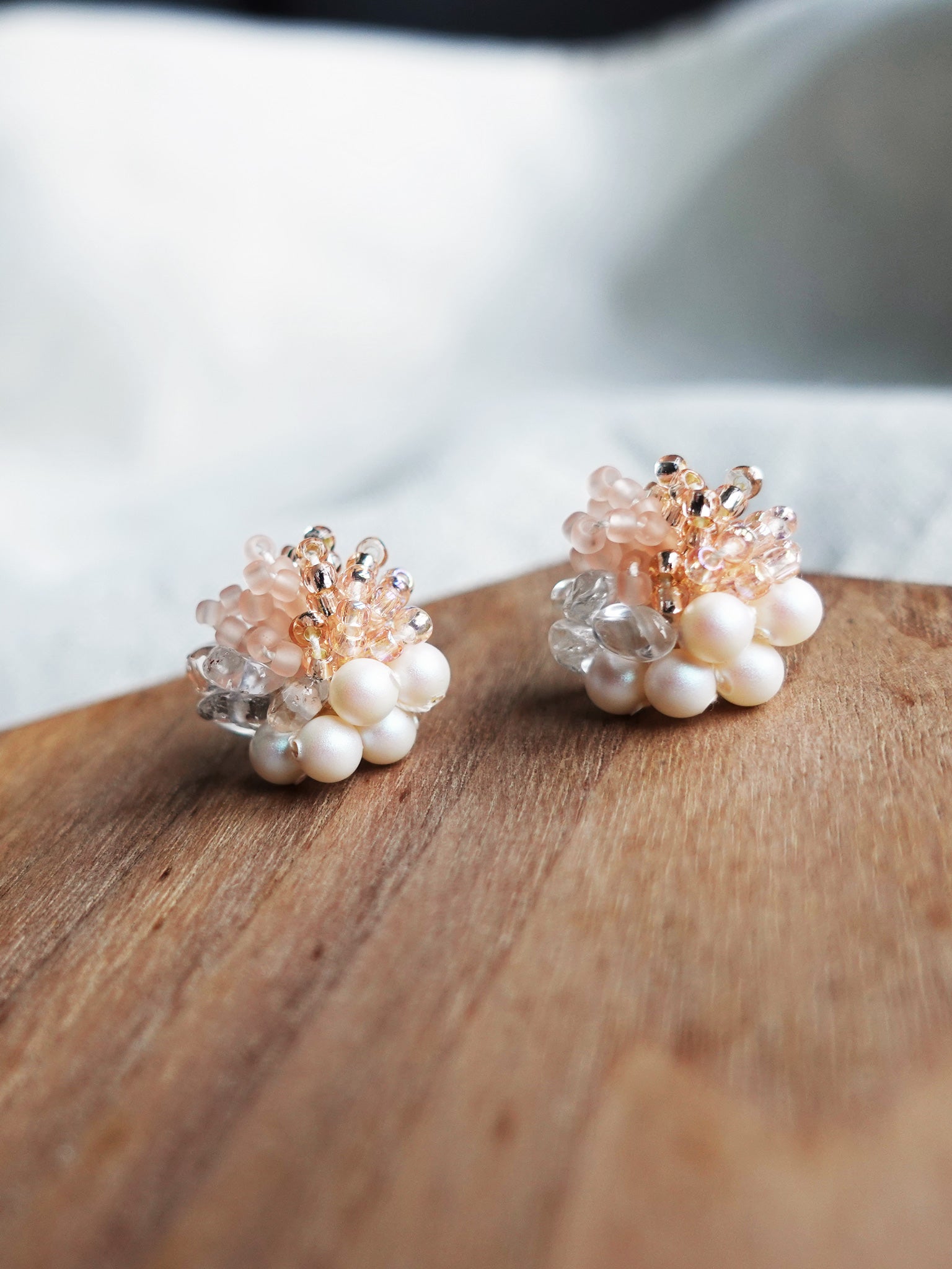 Anastasia Stud Earrings in Pink Display Front