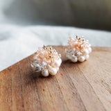 Anastasia Stud Earrings in Pink Display Left