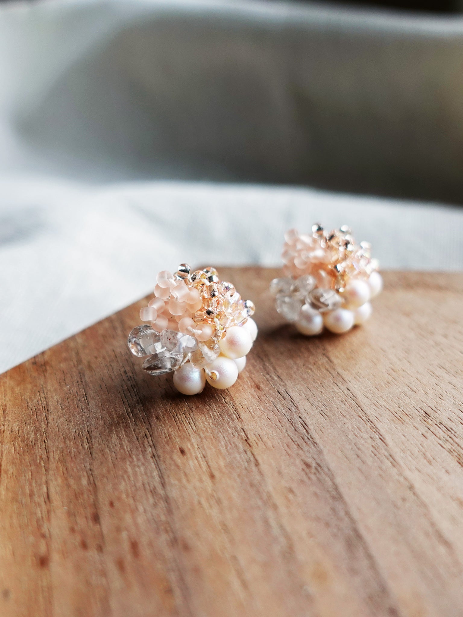 Anastasia Stud Earrings in Pink Display Left