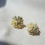 Anemone Stud Earrings in Milk White Front