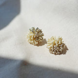 Anemone Stud Earrings in Milk White Left