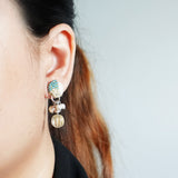 Arcadia Trio Earrings in Ocean Green Model