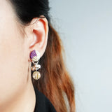 Arcadia Trio Earrings in Royal Purple Model