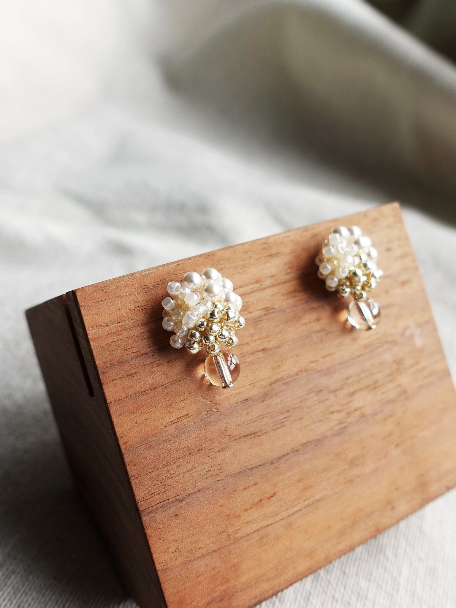 Ariana Auroriel Earrings in Ivory Display Left