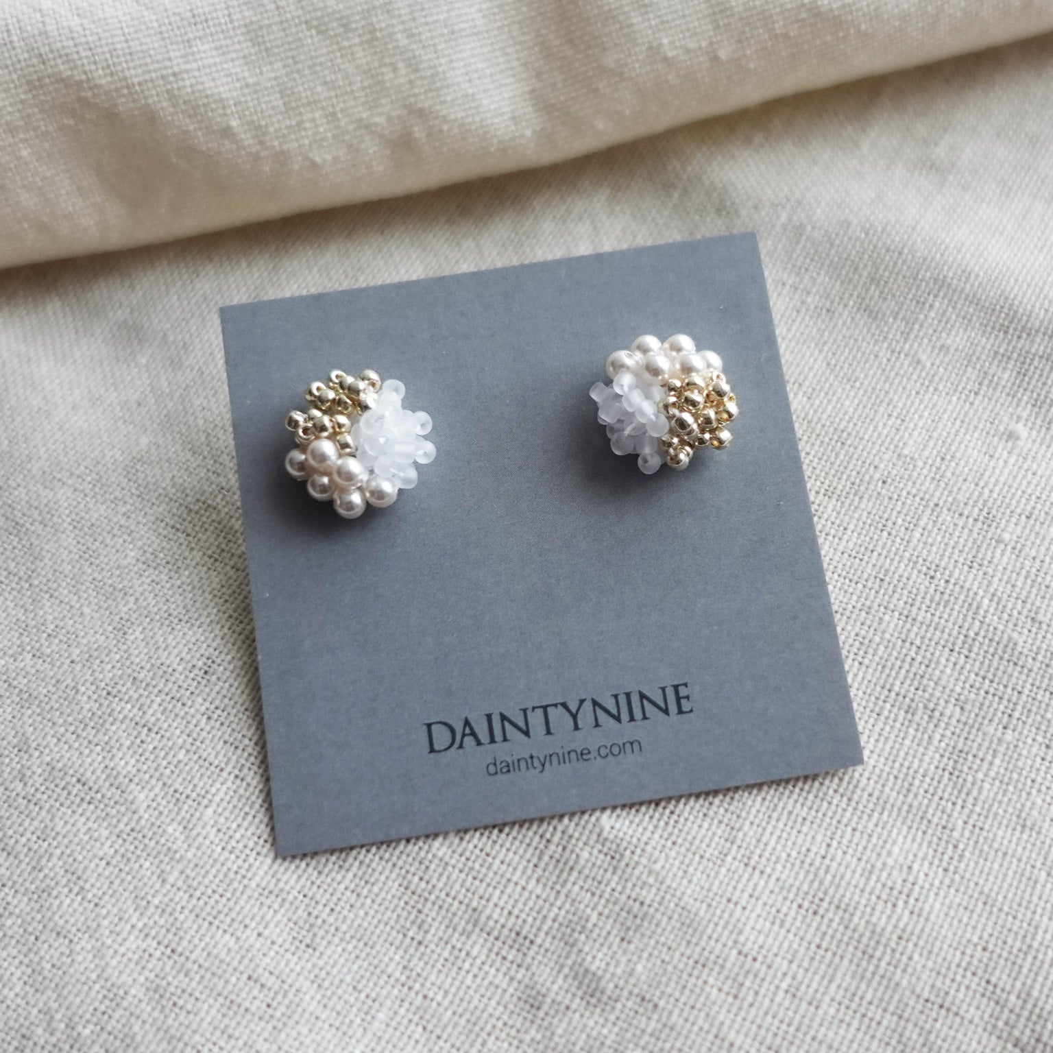 Ariana Stud Earrings in Cloud White Card
