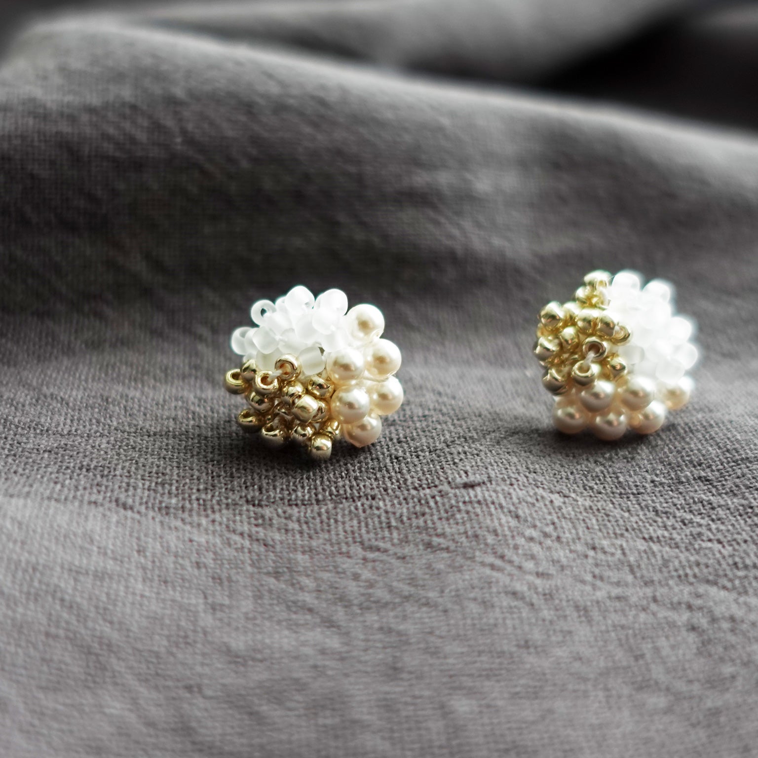 Ariana Stud Earrings in Cloud White Left