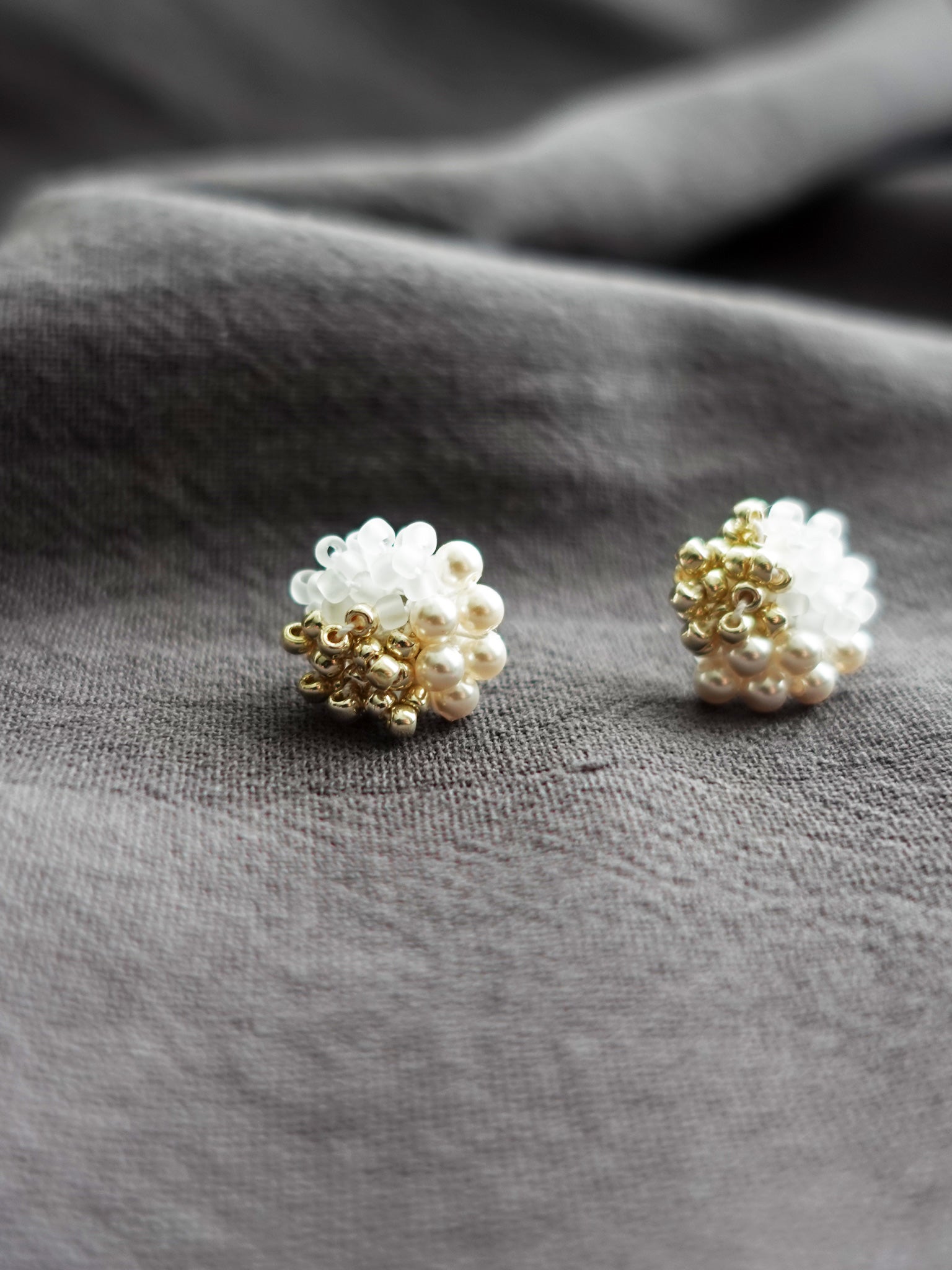 Ariana Stud Earrings in Cloud White Left