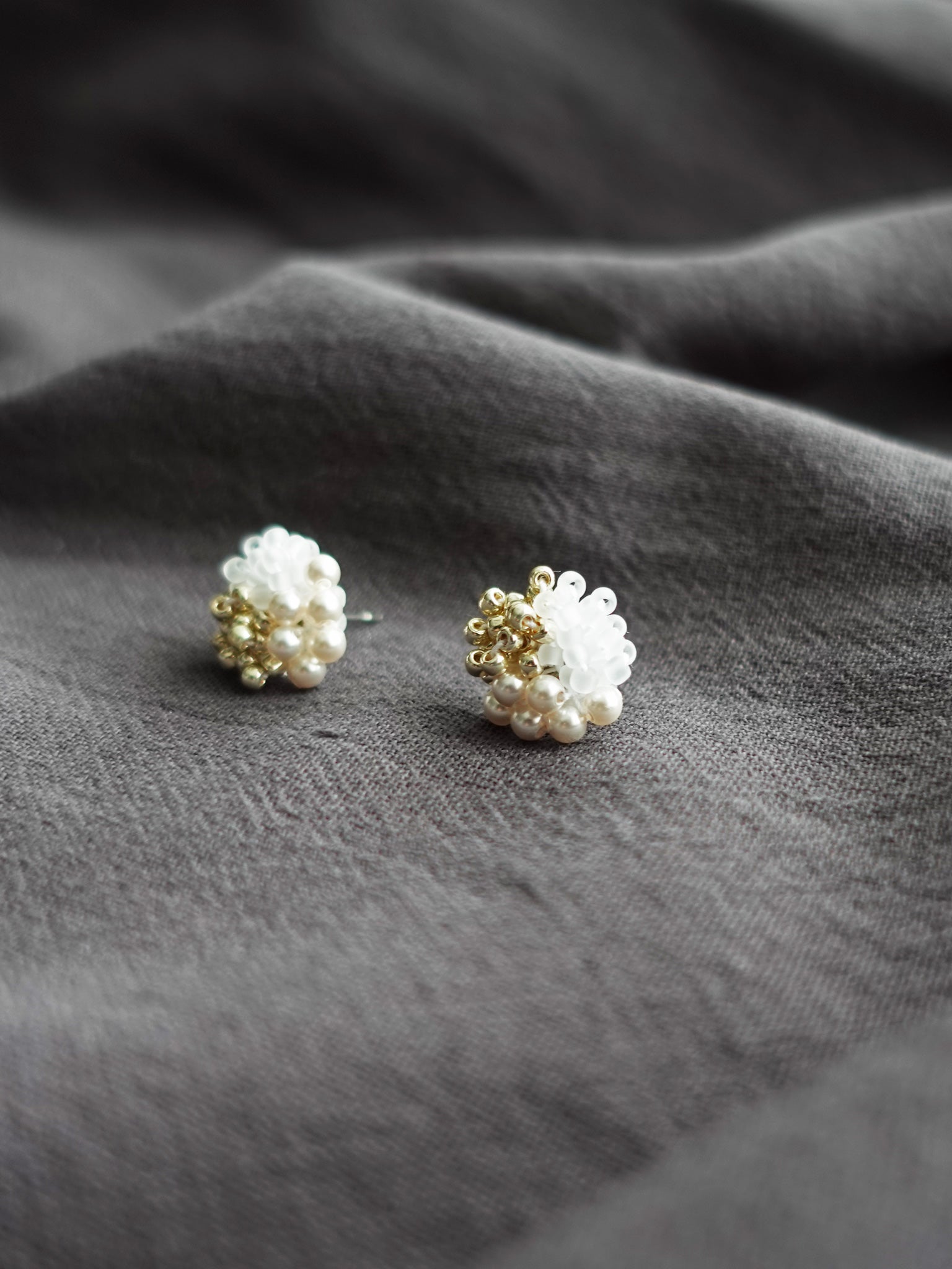 Ariana Stud Earrings in Cloud White Right