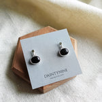 Black Oval Onyx Drop Earrings Card