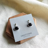Black Oval Onyx Drop Earrings Card