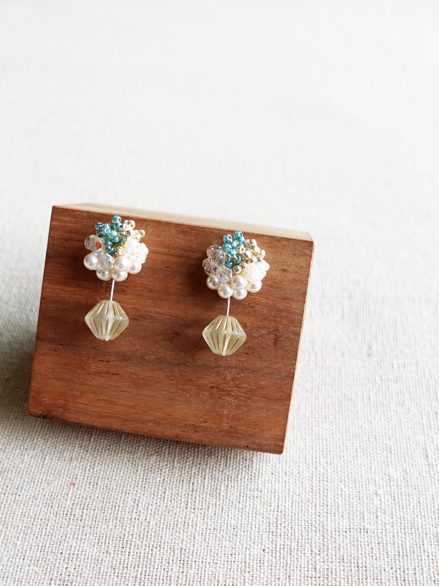Bridget Earrings in Ocean Green Display Front