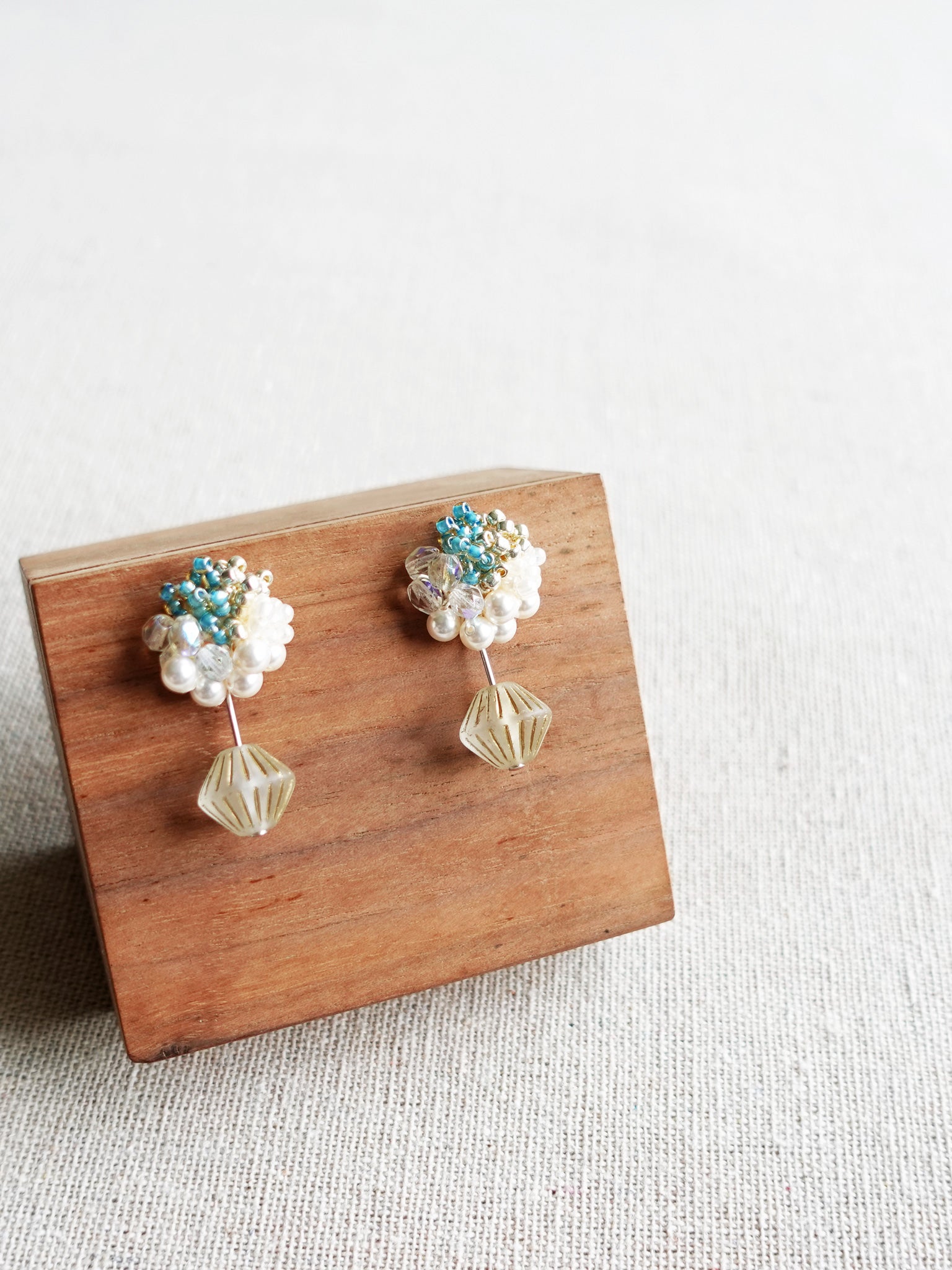 Bridget Earrings in Ocean Green Display Right