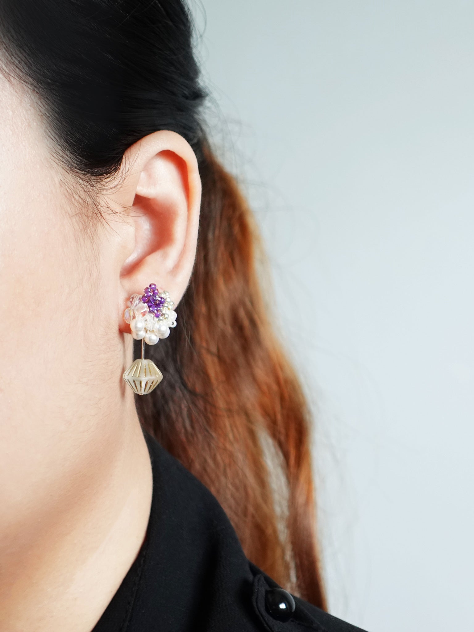 Bridget Earrings in Royal Purple Model