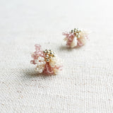 Camellia Bicolor Stud Earrings in Mauve Purple Left