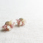 Camellia Bicolor Stud Earrings in Mauve Purple Right