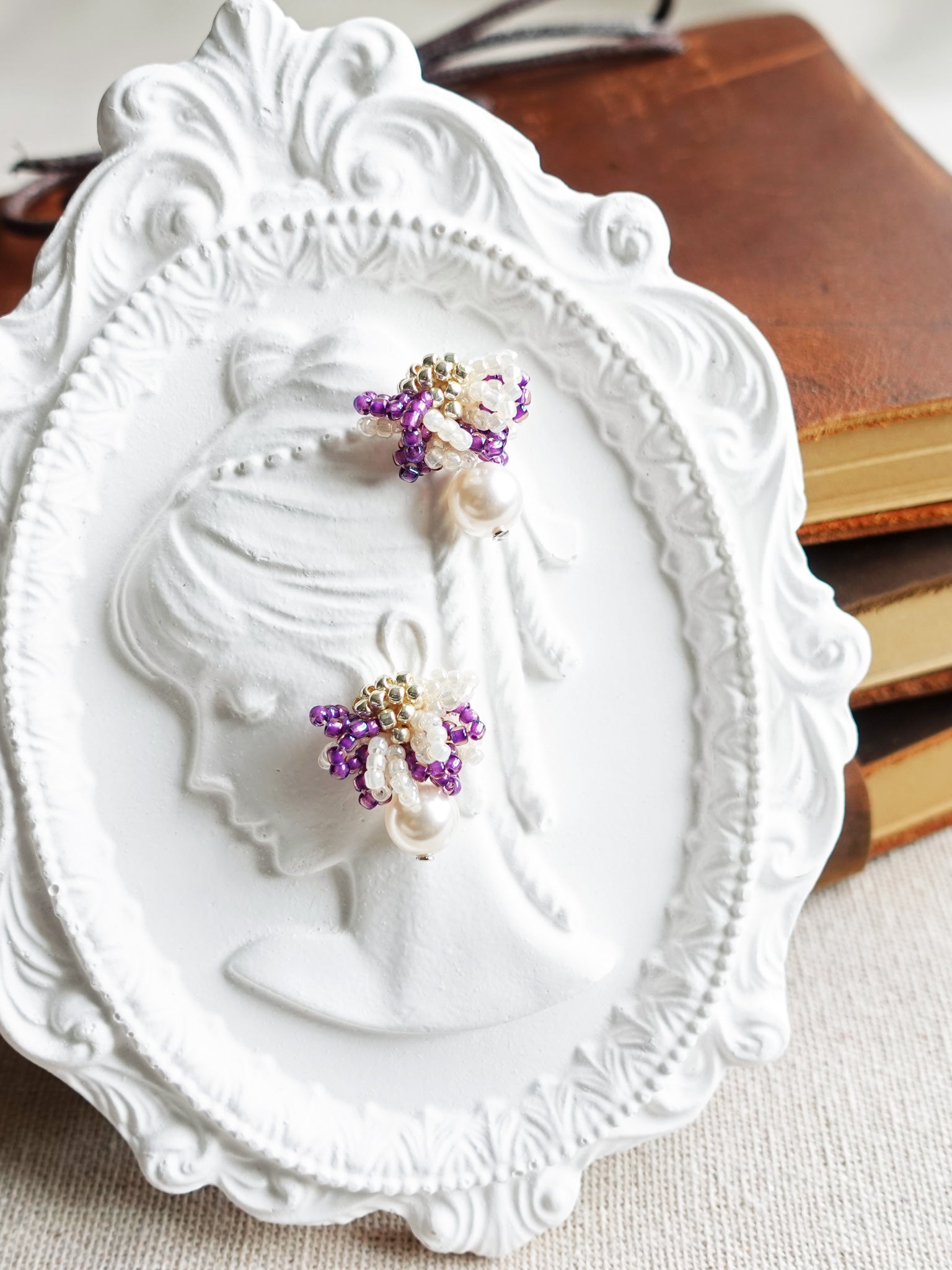Camellia Mariota Bicolor Earrings in Royal Purple Girl