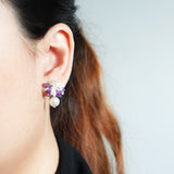 Camellia Mariota Bicolor Earrings in Royal Purple Model