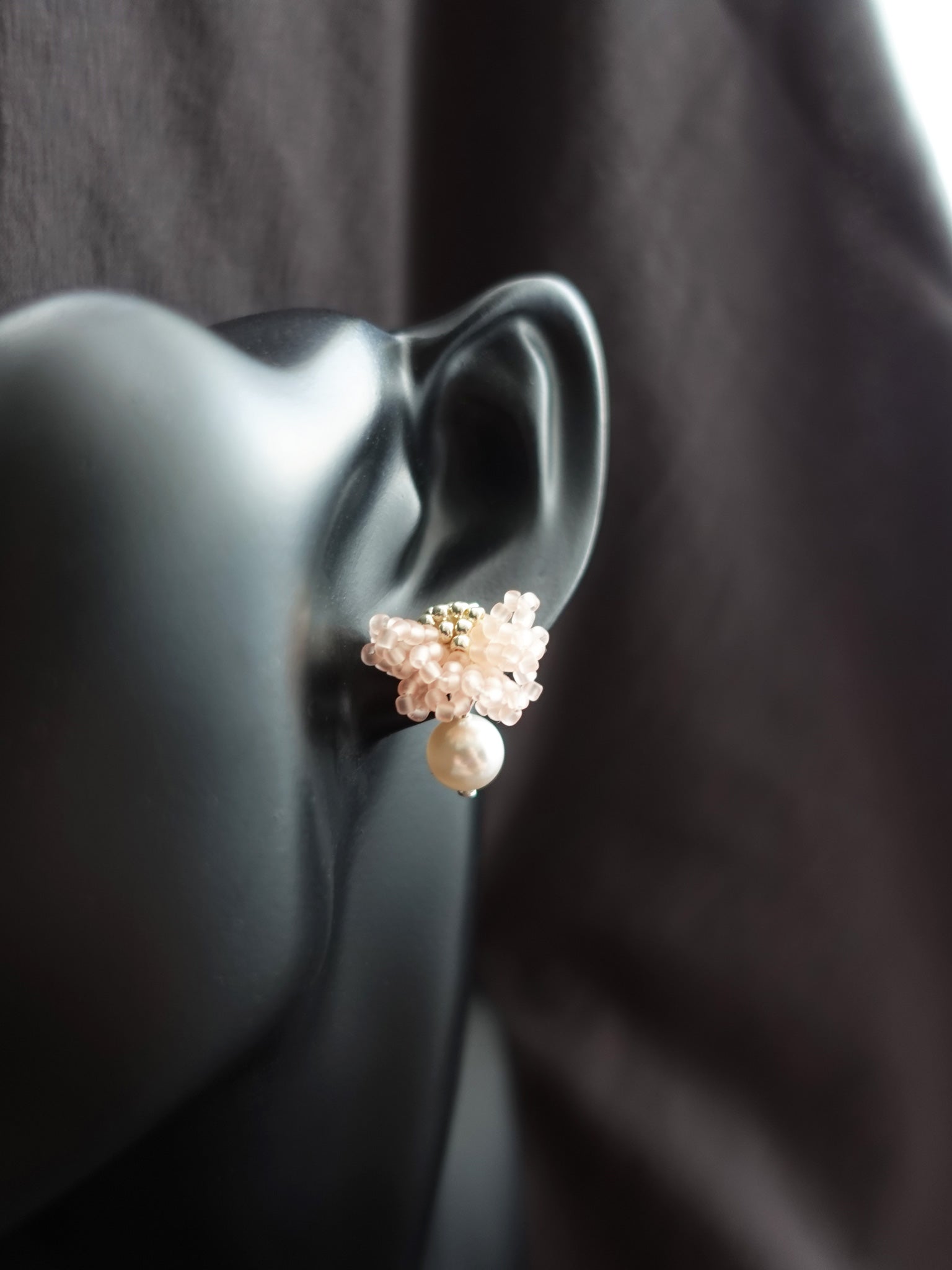 Camellia Mariota Earrings in Blush Pink Bust