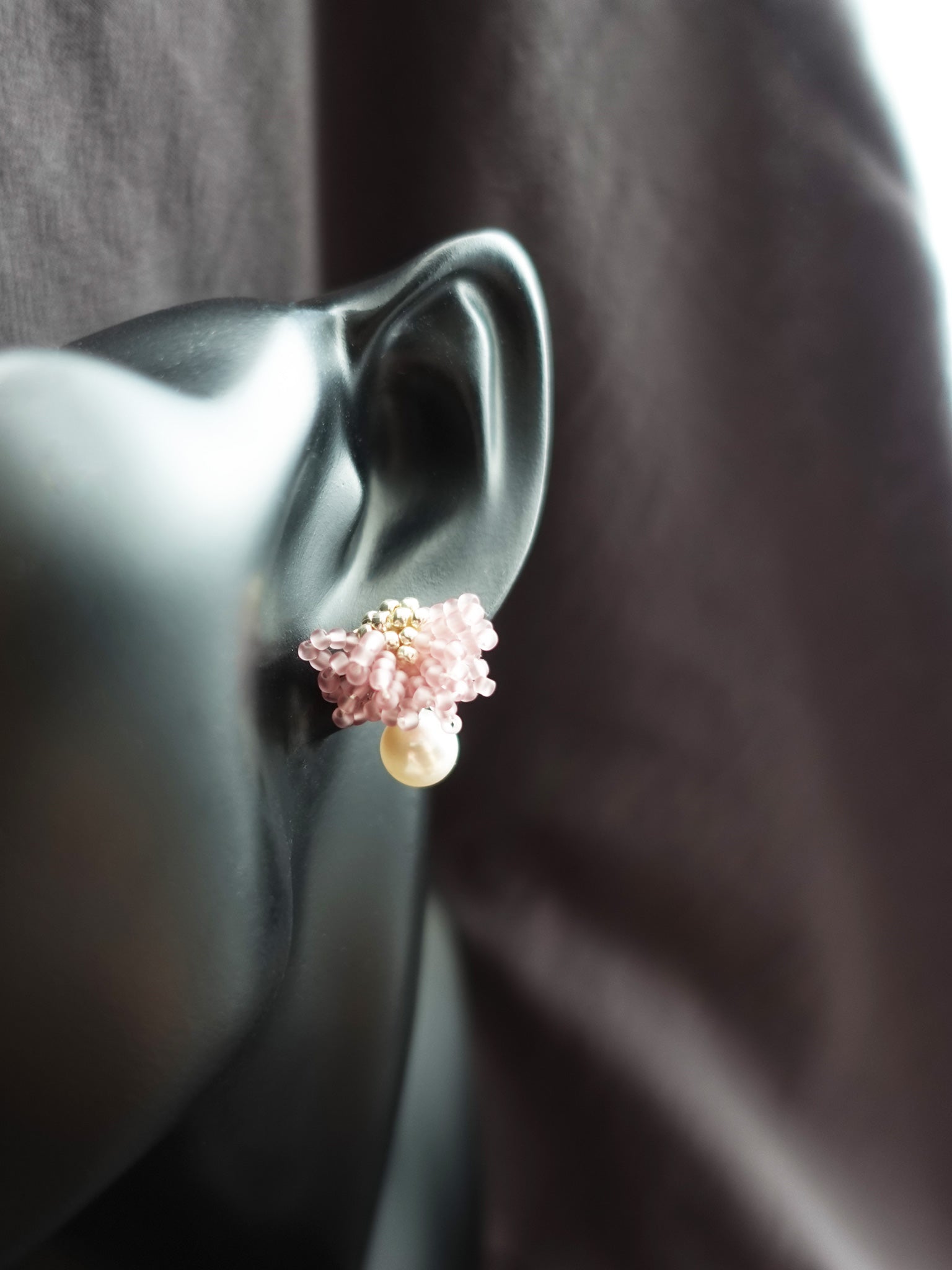 Camellia Mariota Earrings in Mauve Purple Bust