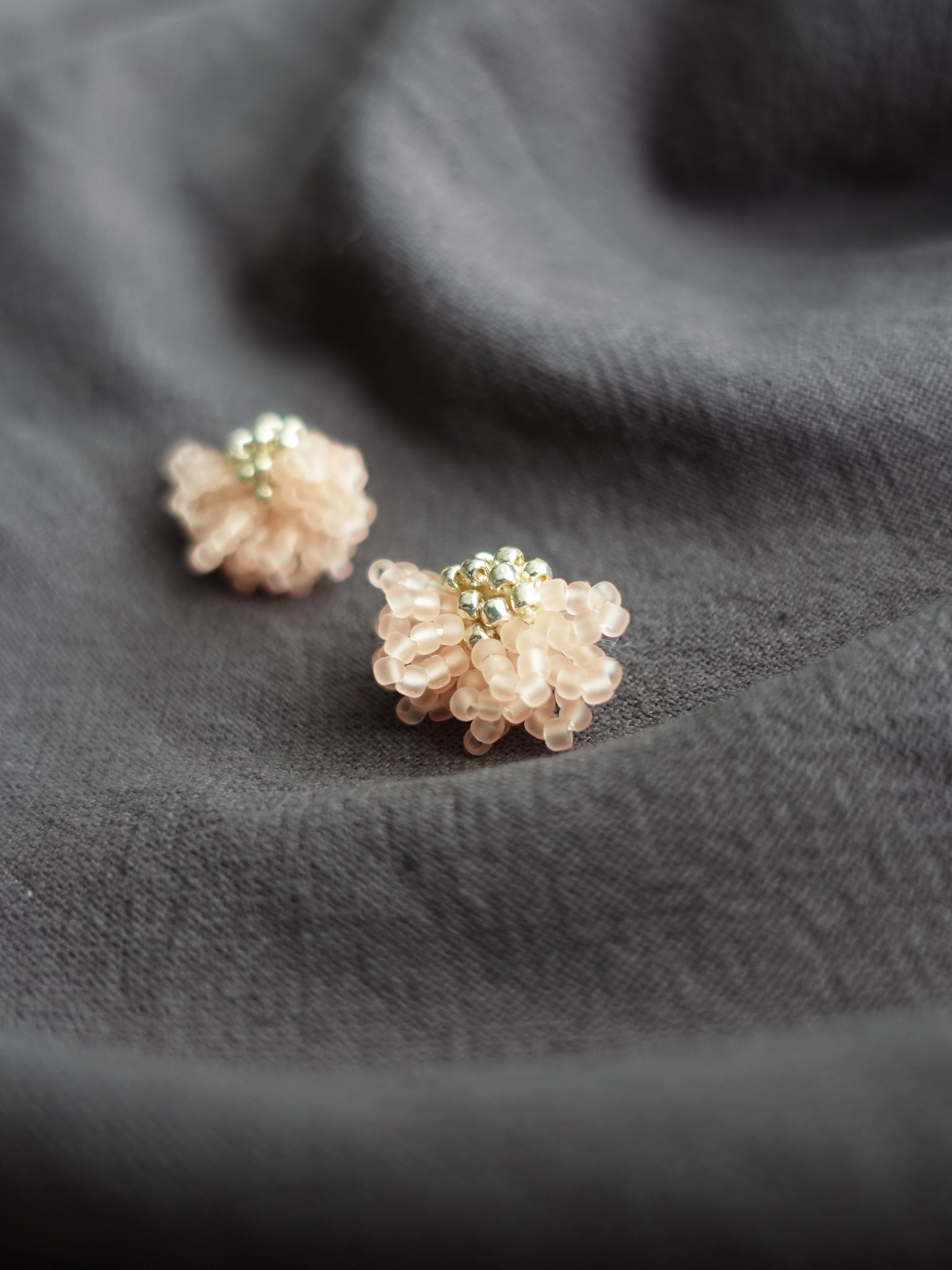 Camellia Stud Earrings in Blush Pink Side