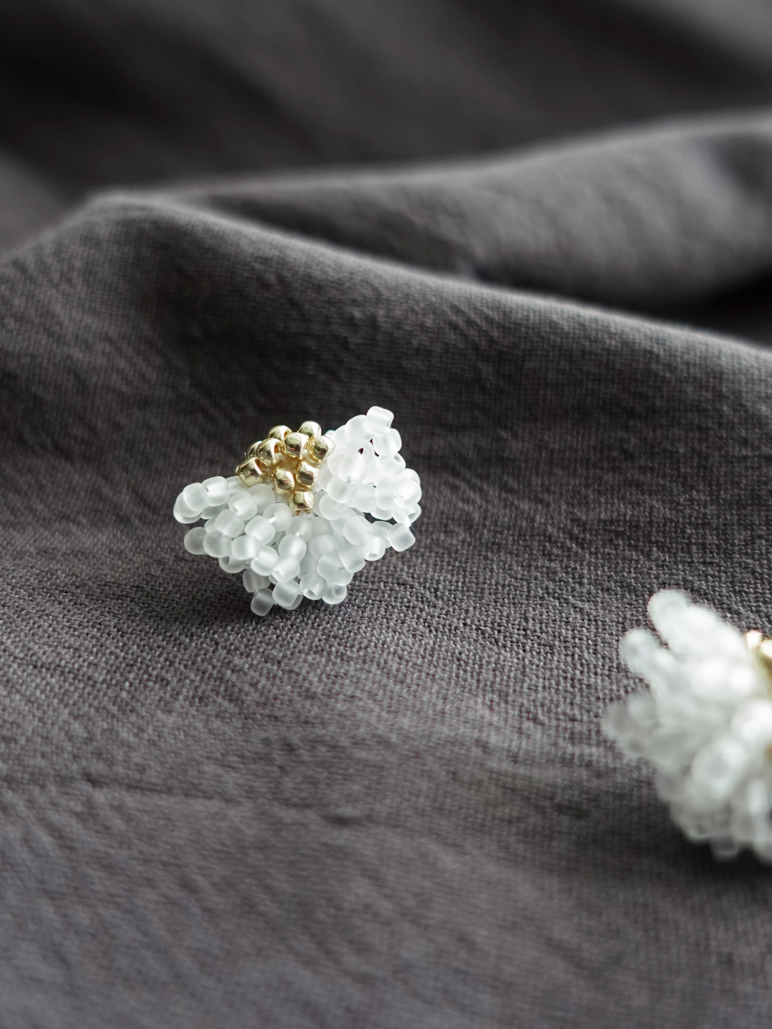 Camellia Stud Earrings in Cloud White Left