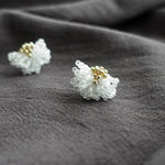 Camellia Stud Earrings in Cloud White Right