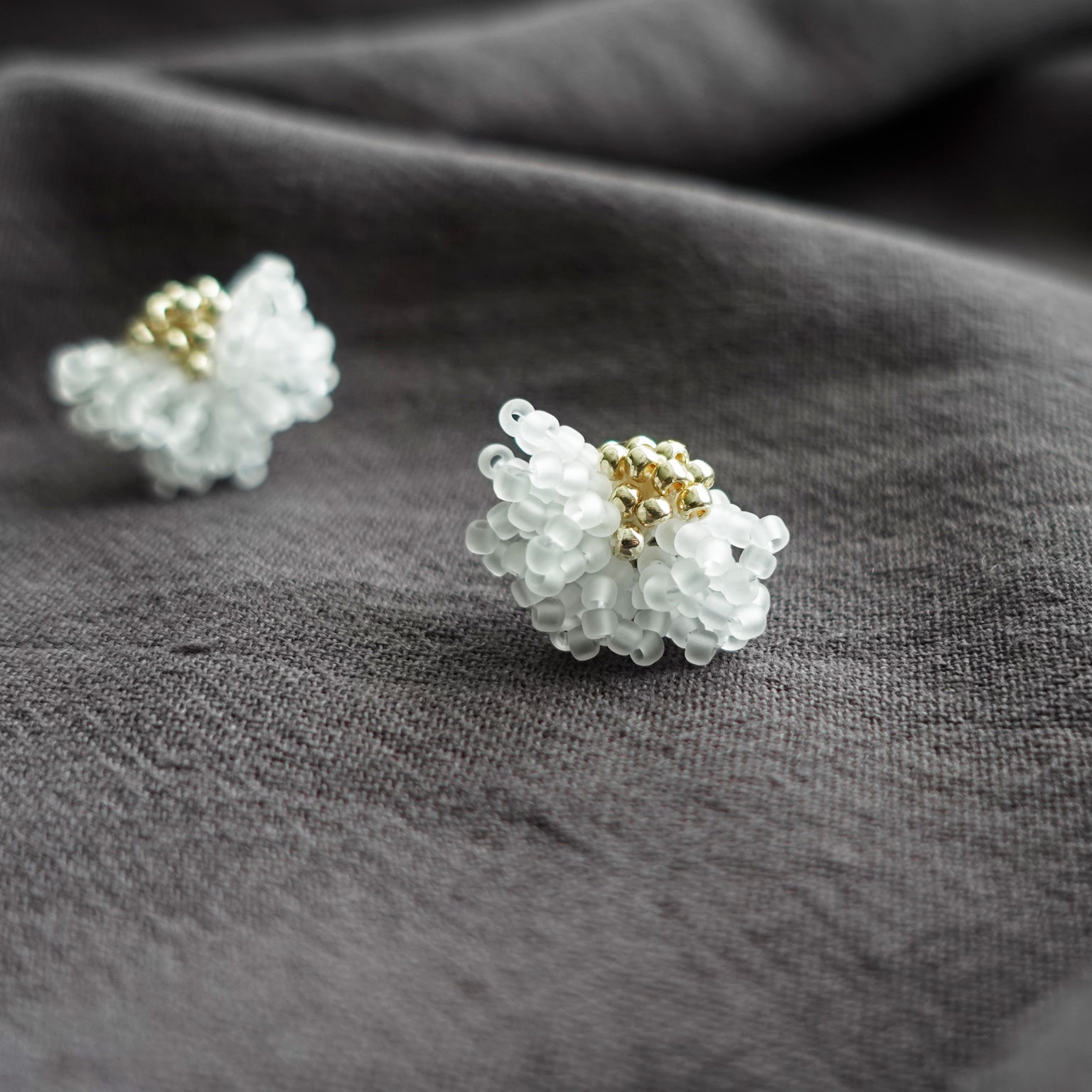 Camellia Stud Earrings in Cloud White Right