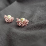 Camellia Stud Earrings in Mauve Purple Right