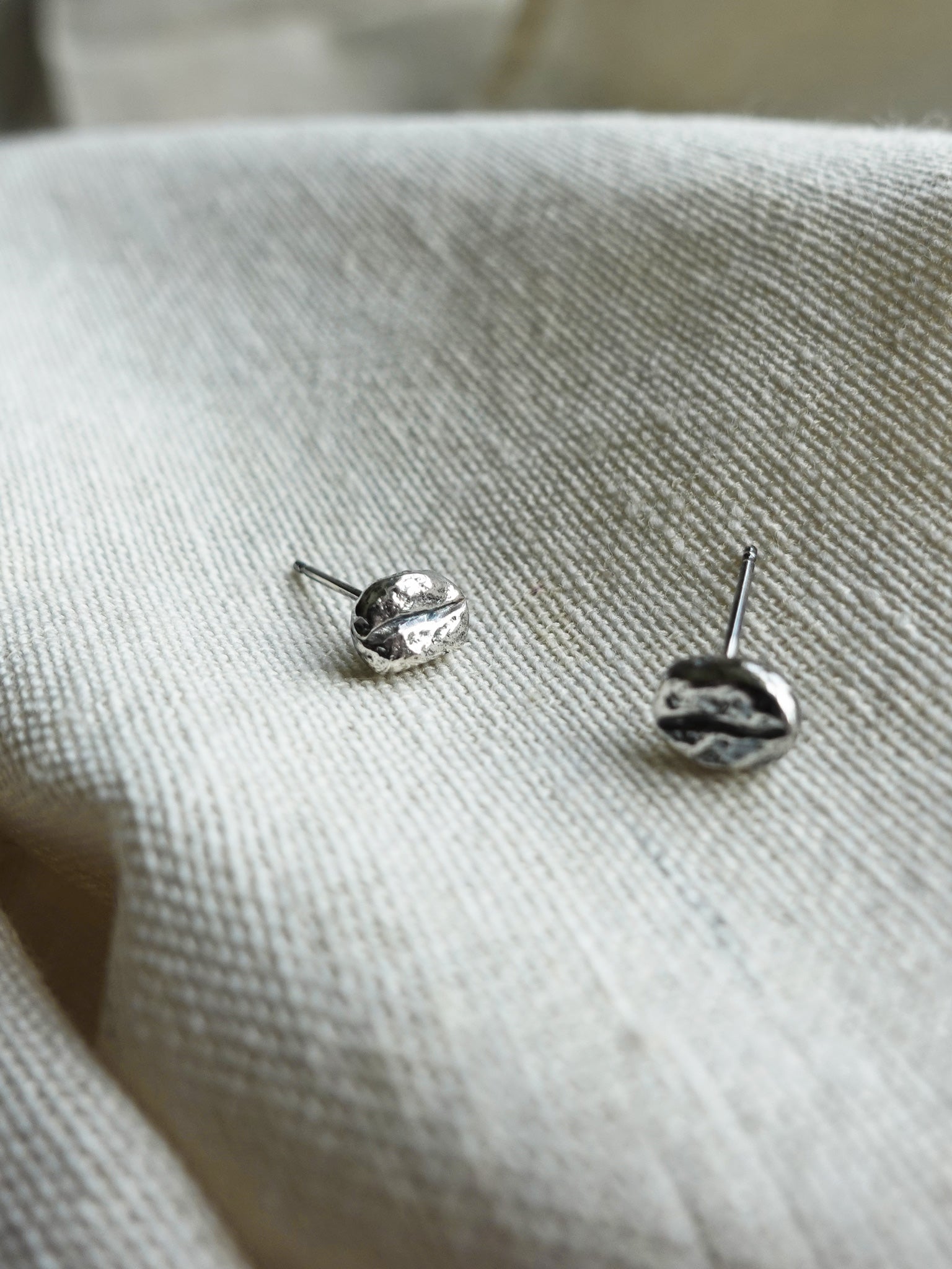 Coffee Bean Stud Earrings Front 1