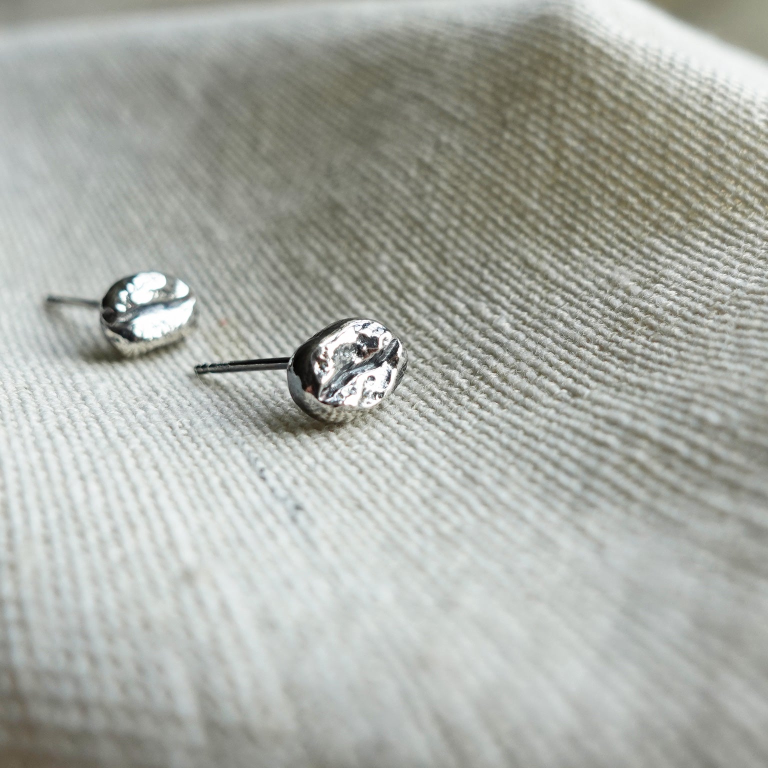 Coffee Bean Stud Earrings Left