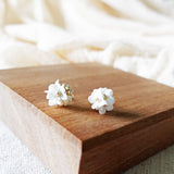 Cyme Petite Stud Earrings in White