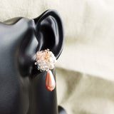 Diana Teardrop Mariota Earrings in Pink Bust
