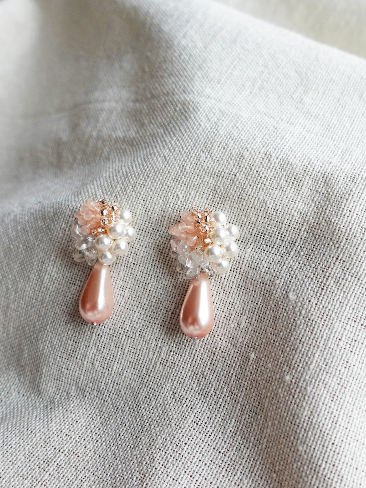 Diana Teardrop Mariota Earrings in Pink Right