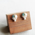 Fantasia Snowball Earrings in Ocean Green Display Left