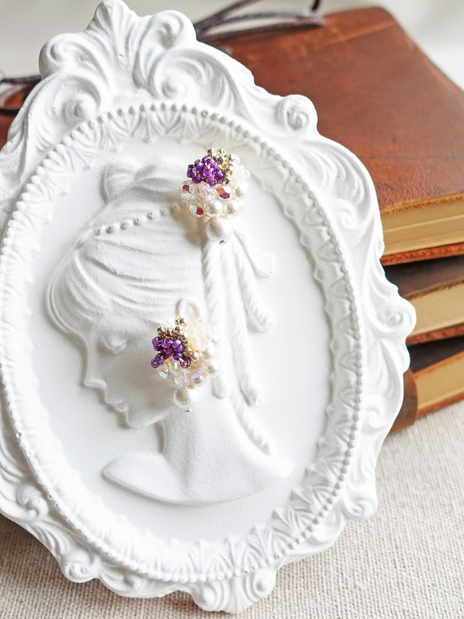 Fantasia Snowball Earrings in Royal Purple Girl