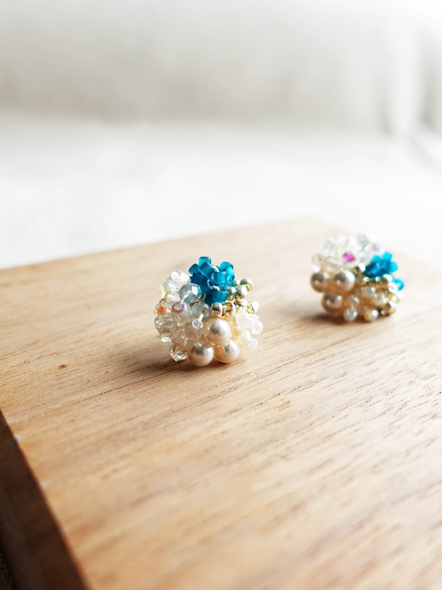 Felisia Stud Earrings in Teal Display Left