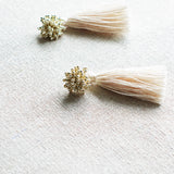 Fluffy Dos Tassel Earrings in Gold Side