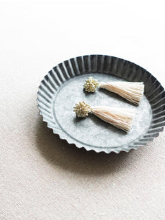 Fluffy Dos Tassel Earrings in Gold Tray