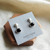 Fused Studs Onyx Oval Drop Earrings Card