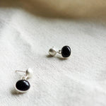 Fused Studs Onyx Oval Drop Earrings Front
