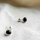 Fused Studs Onyx Oval Drop Earrings Front