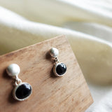 Fused Studs Onyx Oval Drop Earrings Right