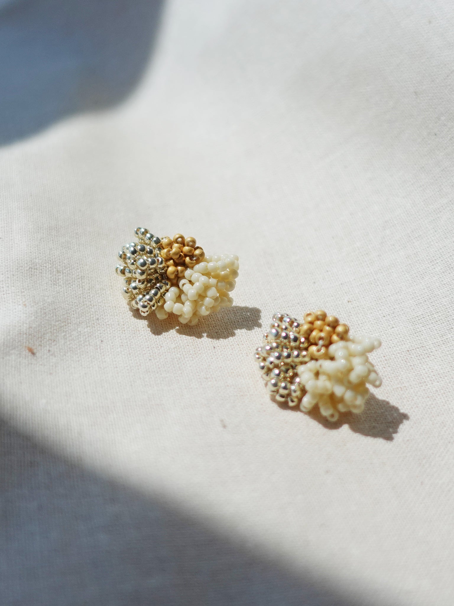 Garde Stud Earrings in Mustard Yellow Left
